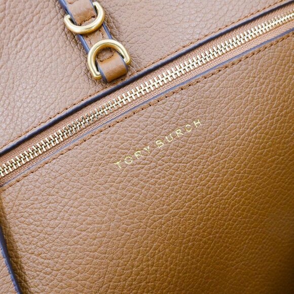 Tory Burch McGraw Leather Tote Bag Tiramisu Brown - Picture 8 of 14